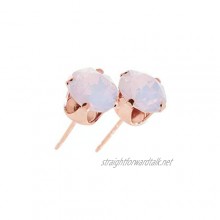 pewterhooter® Classic Collection Sterling Silver 14k Rose Gold plated Crystal Stud Earrings. Made with sparkling Rose Water Opal crystal stones. Gift box.