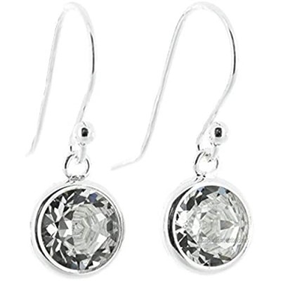 pewterhooter® Classic Collection Sterling Silver Crystal drop Earrings. Made with sparkling Diamond White crystal stones in a silver channel setting. Gift box.
