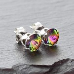 pewterhooter® Classic Collection Sterling Silver Crystal Stud Earrings. Made with brilliant Enchanted Forest crystal stones. Gift box.
