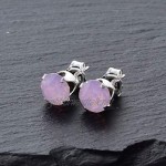 pewterhooter® Classic Collection Sterling Silver Crystal Stud Earrings. Made with sparkling Rose Water Opal crystal stones. Gift box.
