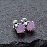 pewterhooter® Classic Collection Sterling Silver Crystal Stud Earrings. Made with sparkling Rose Water Opal crystal stones. Gift box.