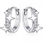 Qings Huggie Hoop Earrings 925 Sterling Silver Small Earrings with Stars Bling Cubic Zircons Gift for Women Girls