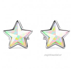 Silver Star Rainbow Small Stud Swarovski Crystal Earrings - Rhodium plated for Women's or Girl's Gift.