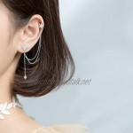 SLUYNZ 925 Sterling Silver Fashion Star Cuff Earring Chain for Women Teen Girls Star Crawler Earring Wrap Earrings