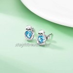 Sterling Silver Sloth Stud Earrings with Heart Crystals Birthday Sloth Gifts for Women Girls Her
