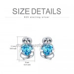 Sterling Silver Sloth Stud Earrings with Heart Crystals Birthday Sloth Gifts for Women Girls Her