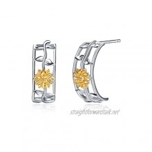 Sunflower Stud Earrings Sterling Silver Hypoallergenic Jewellery Gifts for Friend Women Little Girls