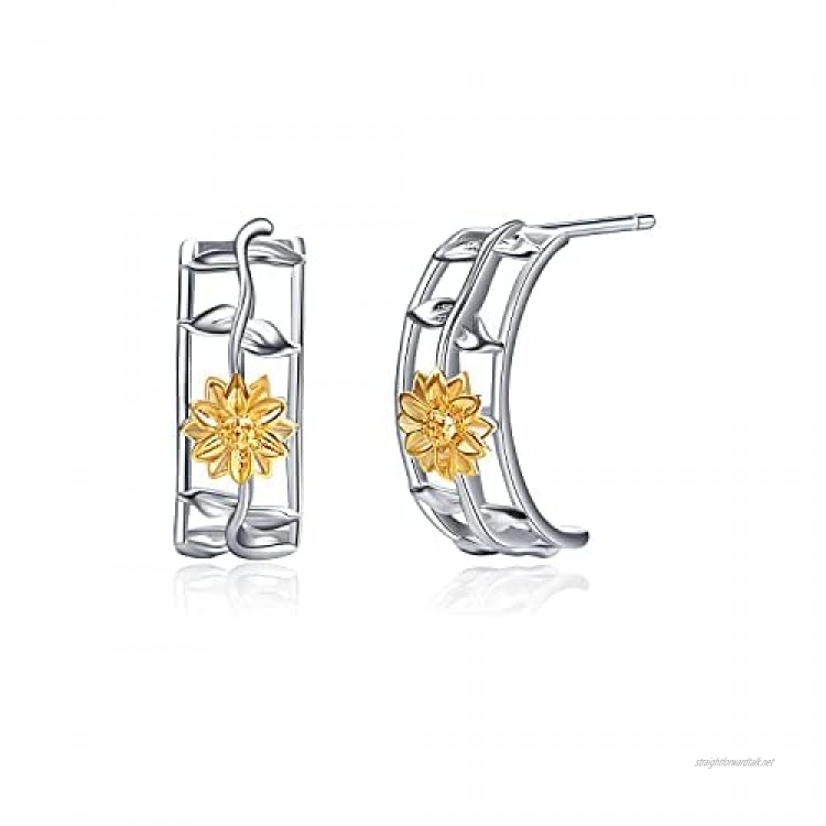 Sunflower Stud Earrings Sterling Silver Hypoallergenic Jewellery Gifts for Friend Women Little Girls
