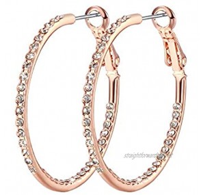 SUPRAONE 1 Pairs Hoop Earrings for Women - 14K Rose Gold Plated Hypoallergenic Lightweight Hoop Earrings Big Hoop Earrings Set CZ Silver Hoop Earrings for Women Girls Valentine's Day Gift (35MM)