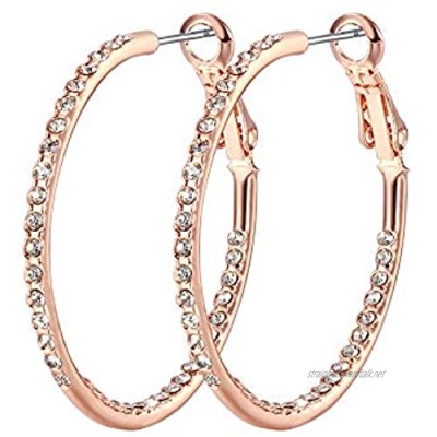 SUPRAONE 1 Pairs Hoop Earrings for Women - 14K Rose Gold Plated Hypoallergenic Lightweight Hoop Earrings Big Hoop Earrings Set CZ Silver Hoop Earrings for Women Girls Valentine's Day Gift (35MM)