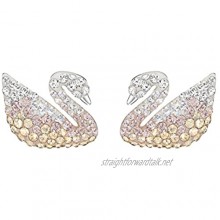 Swarovski Women's Iconic Swan Pierced Earrings Brilliant Multicoloured Crystals with Rhodium-Plating and Crystal Pearl from the Swarovski Iconic Swan Collection
