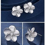 SwirlColor Flower Earrings Silver Stud Earrings Elegant Hypoallergenic Fashionable Flower Crystal Earrings For Women Ladies Wife Mother 1Pair