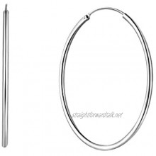 T400 Jewelers 925 Sterling Silver Polished Round Circle Endless Hoop Earrings Size:15-75 mm