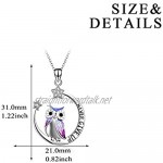 YFN Sterling Silver Owl Pendant Necklace Jewelry Gift Moon Star Never Give Up Inspiration Necklace for Women Girls