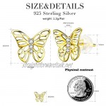 ZENI Butterfly Earrings for Women 14K Gold Plated 925 Sterling Silver Hypoallergenic Stud Earrings Birthday Gift for Women