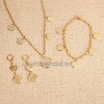 24K Gold Jewellery Bracelet Necklace Earrings Set Islamic Muslim Arab Allah Coin Money Sign Women Jewellery Sets
