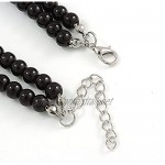 Avalaya 2 Strand Layered Black Graduated Ceramic Bead Necklace and Drop Earrings Set - 52cm L/ 4cm Ext