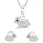 baobei crystal necklace women jewellery set shining Cubic Zirconia sterling silver bunny pendant necklace and stud rabbit earrings gift for women girls with silver chain jewellery box