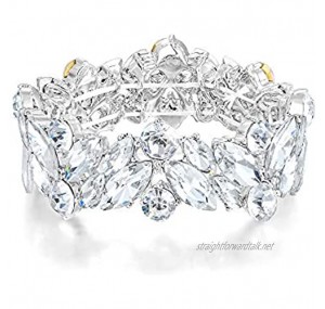 Clearine Marquise Cut Austrial Crystal Stretch Link Bracelet Bridal Jewellery Statment Bracelet