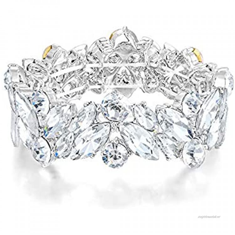 Clearine Marquise Cut Austrial Crystal Stretch Link Bracelet Bridal Jewellery Statment Bracelet