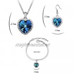 Crystalline Azuria Women 18 ct White Gold Plated Crystals from Swarovski Heart of the Ocean Set Pendant Necklace Blue and Purple Chameleon