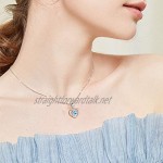 Deyanse Sterling Silver Jewellery Set for Women Necklace and Stud Earring Set 12mm and 45mm Chain Length Heart-Shaped Pendant Necklace 10mm Small Love Stud Earrings with 5A White and Blue Zircon