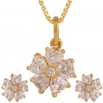 Efulgenz Gold Tone Indian Bollywood Ethnic American Diamond Locket with Chain and Earrings for Girls & Women