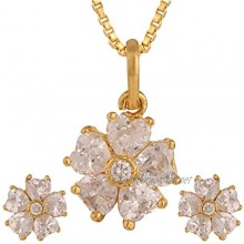 Efulgenz Gold Tone Indian Bollywood Ethnic American Diamond Locket with Chain and Earrings for Girls & Women