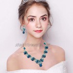 EVER FAITH Women's Austrian Crystal Wedding Bridal Floral Vine Teardrop Necklace Earrings Set for Banquet