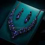 EVER FAITH Women's Crystal Wedding Bridal Teardrop Cluster Necklace Earrings Jewelry Set