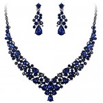 EVER FAITH Women's Crystal Wedding Bridal Teardrop Cluster Necklace Earrings Jewelry Set