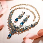 EVER FAITH Women's Crystal Wedding Floral S-Shaped Teardrop Necklace Earrings Set