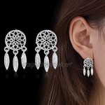 Fablcrew Dream Catcher Earrings Necklace Set Eardrop Crystal Feather Shape Jewelry Set Valentine's Day Gift