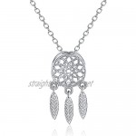 Fablcrew Dream Catcher Earrings Necklace Set Eardrop Crystal Feather Shape Jewelry Set Valentine's Day Gift