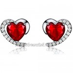 findout Amethyst red pink blue white Crystal Heart Silver pendant Necklace + earring+ bracelet set for women girls. (f497) (set 1)