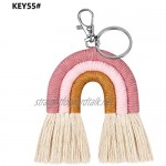 geneic Weaving Rainbow Keychains for Women Boho Handmade Key Holder Keyring Macrame Bag Charm Car Hanging Jewelry Gifts