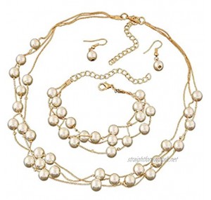 Kyoidy White Pearl Necklace China Freshwater Pearl Necklace Jewelry Bracelet Earring Set Gold