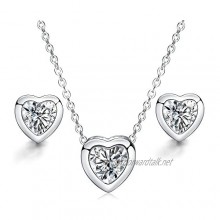 Majesto Jewelry Set – Heart Love Necklace Pendant and Stud Earrings for Women Mom Teen Girl - Fashion Prime Gift 925 Sterling Silver Plated