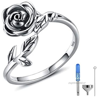 MANBU Rose Cremation Urn Jewelry for Ashes - 925 Sterling Silver Memorial Keepsake Ring Bracelet Necklace Gift for Women Bereavement Gift for A Loss of The Loved One
