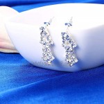 Milacolato Rhinestone Wedding Bridal Jewelry Set for Women Crystal Bracelet Necklace and Drop Earring Set for Wedding Gift