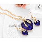 MIXIA Romantic Blue Sapphire Heart of The Ocean Jewelry for Women CZ Crystal Necklace Earrings Set Bridal Wedding Accessories