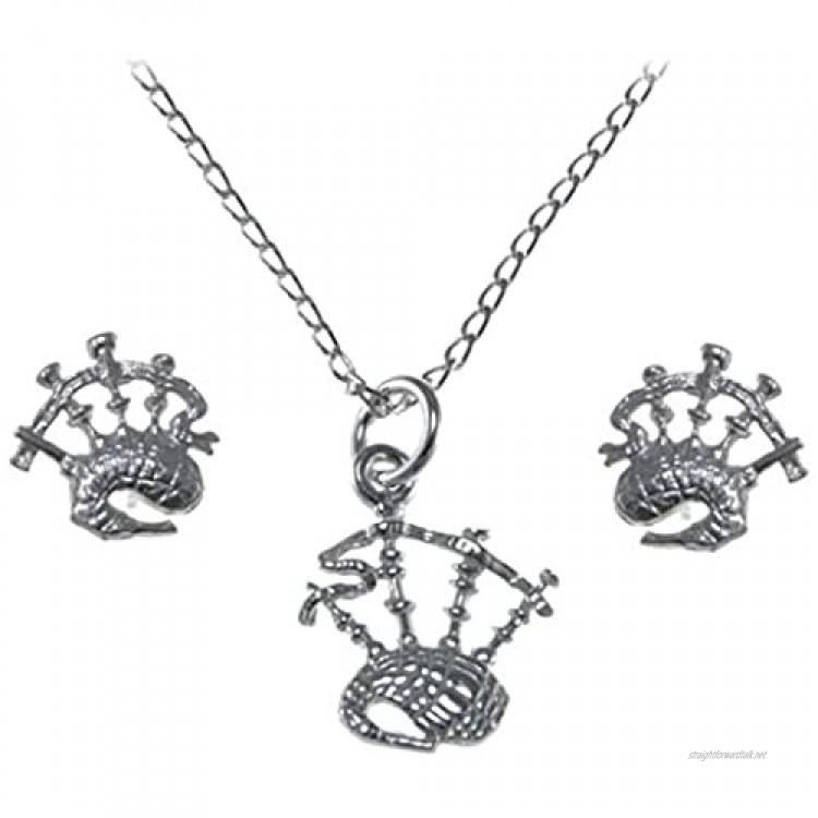 Sterling Silver Bagpipes Pendant & Earring Gift Set - Scottish Gift