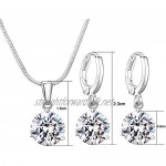 Teardrop Necklace Earrings Jewelry Set Crystal Cubic Zirconia Rhinestone Pendant Necklaces Drop Dangle Hoop Huggie Earrings Jewelry Gift for Women Girls Silver Color