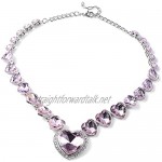 TJC Collar Stud Jewellery Set for Women 20 Inch Pink Cubic Zirconia and Crystal