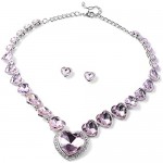 TJC Collar Stud Jewellery Set for Women 20 Inch Pink Cubic Zirconia and Crystal