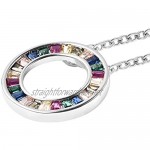 TJC Set of 3 Simulated Rainbow Sapphire Designer Ring and Pendant with Chain 20 Inch