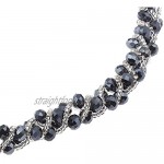 TreasureBay Beautiful Black Crystal Beaded Necklace Bracelet and Earrings Set Chunky Crystal Jewellery set