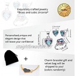 Uloveido White Gold Plated Heart Necklace Earrings and Ring Wedding Anniversary Jewellery Set for Women Girls with Multicolor Stone T481