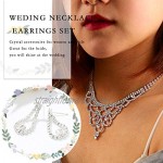 Unicra Bride Wedding Necklace Earrings Set Rhinestone Silver Jewelry Set Silver Bridal Choker for Women and Girls