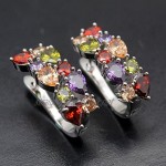 VANESSA Multi Gemstone Jewelry Sets for Women Sparkling Garnet Amethyst Morganite Peridot Topaz Gifts for Her (Clip On Earrings)